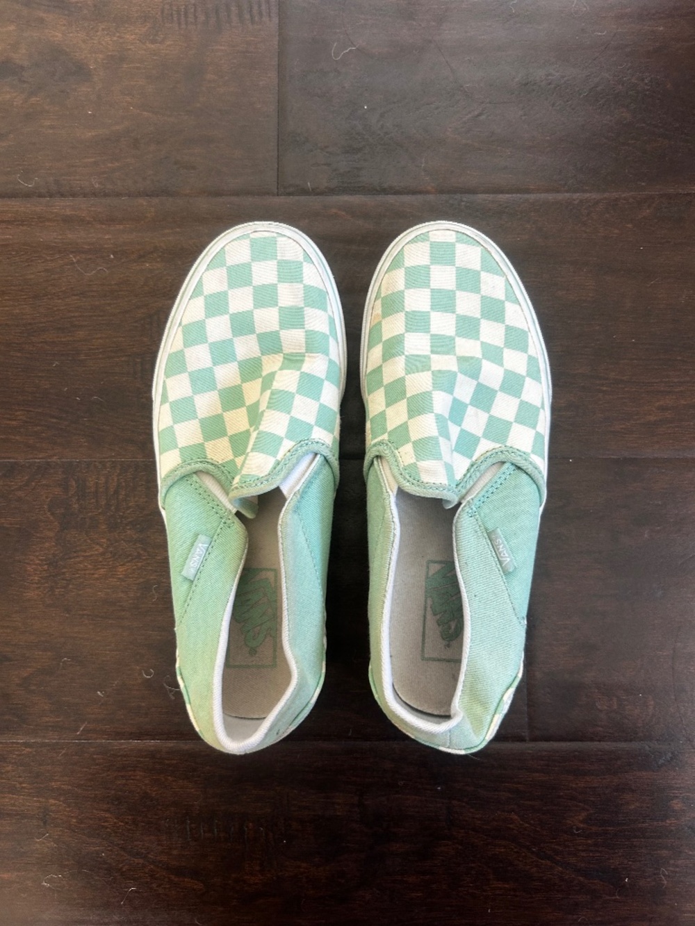 Vans Mint Green Slip Ons Size W7